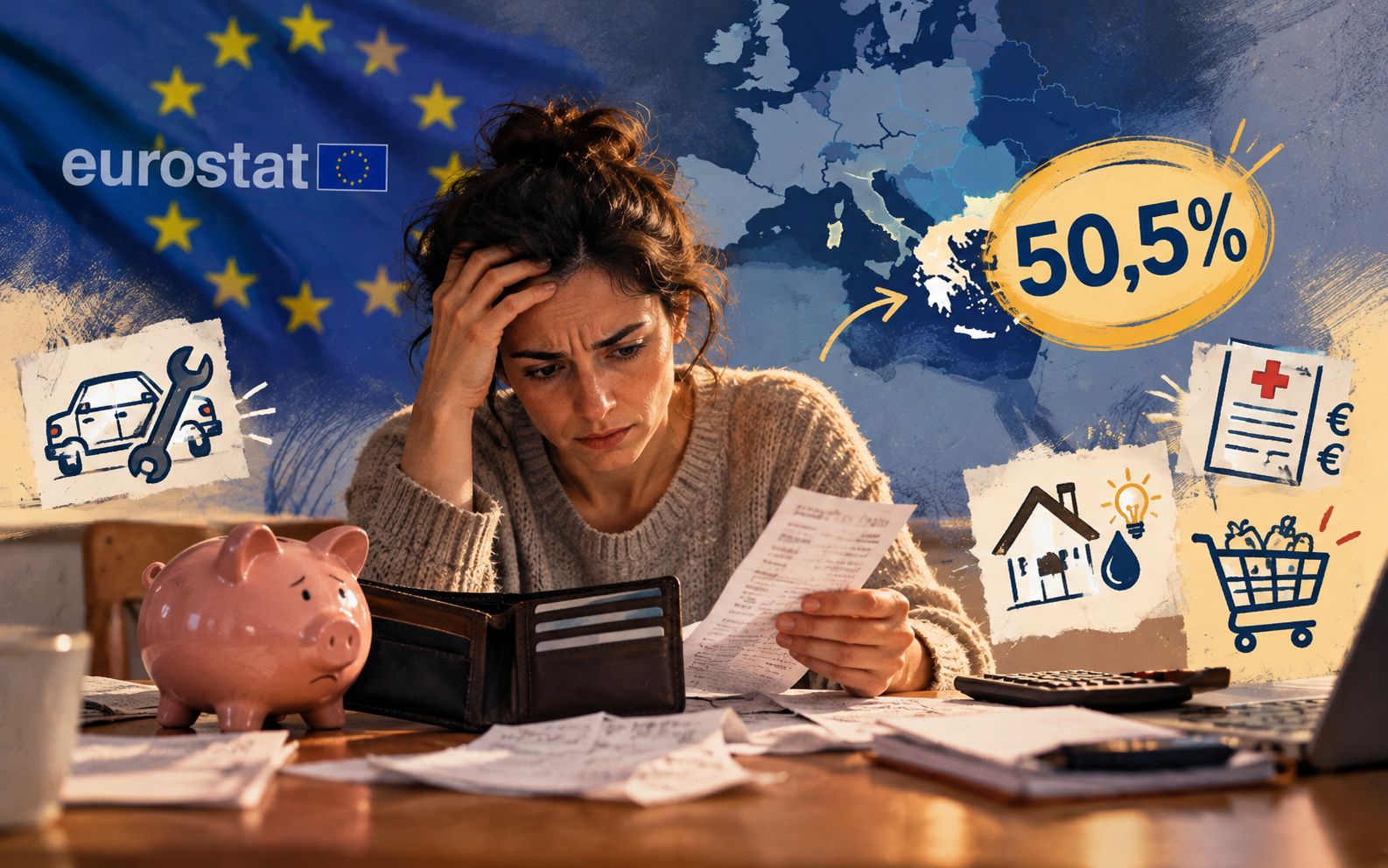 Eurostat: Το 50,5% των Ελλήνων αδυνατεί να καλύψει απρόβλεπτα έξοδα
