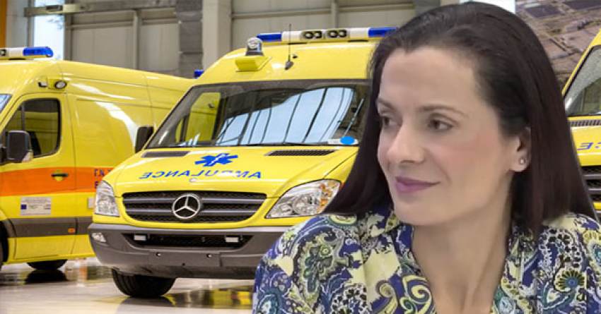 Εύη Παπαγεωργίου - Ευχαριστίες για τη δωρεά ασθενοφόρου