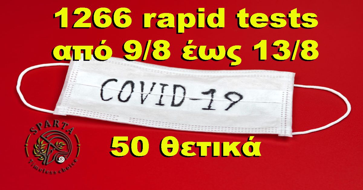 ΣΠΑΡΤΗ - Αποτελέσματα Rapid Tests από 9/8 έως 13/8 